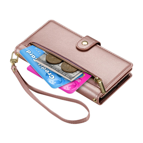 Flip case for Oppo Reno 13F 5G, Wallet Zipper Pocket, pink