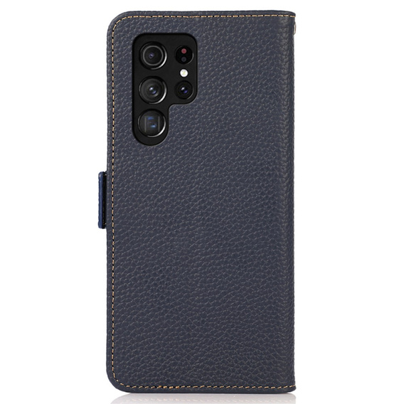 KHAZNEH RFID case for Samsung Galaxy S24 Ultra, Litchi Texture, blue