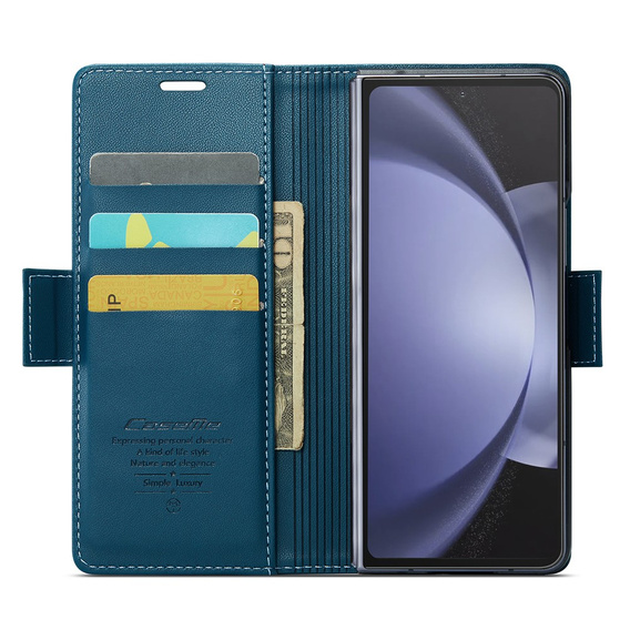 CASEME flip case for Samsung Galaxy Z Fold6 5G, Litchi Wallet, blue