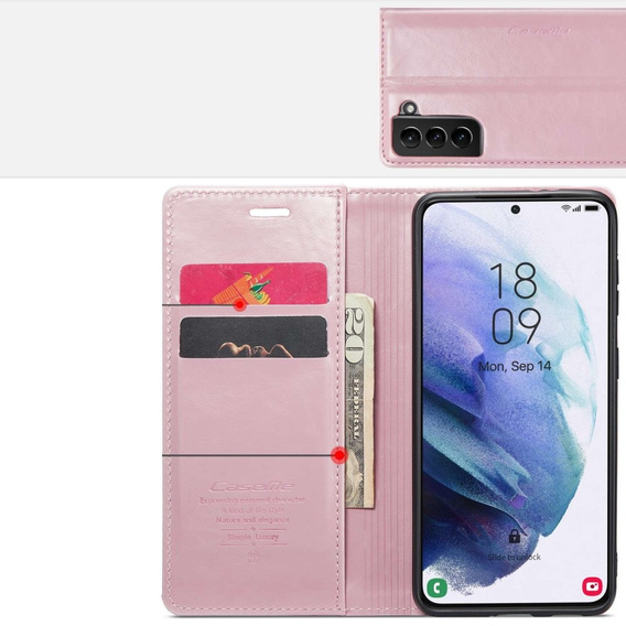 CASEME flip case for Samsung Galaxy S21, Waxy Textupink, pink