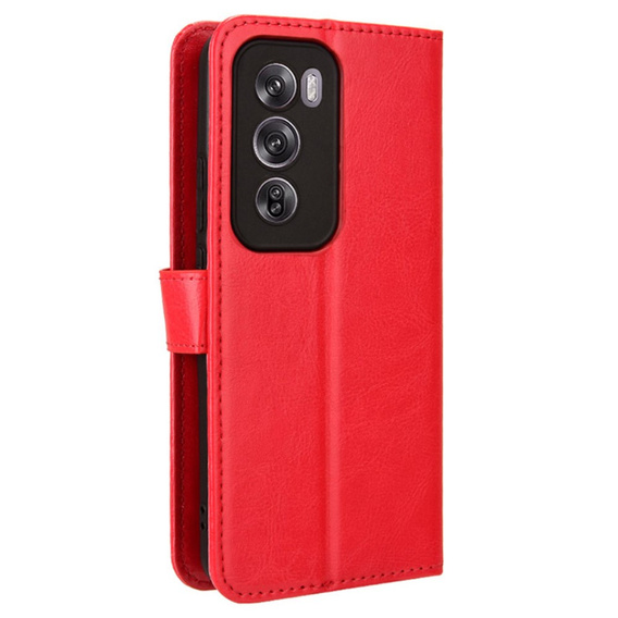Flip case for Oppo Reno 12 Pro, Crazy Horse Wallet, red