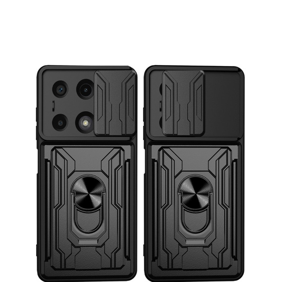 Armored case for Xiaomi Redmi Note 13 Pro 4G / Xiaomi Redmi Note 14S / Xiaomi Poco M6 Pro 4G, Camera Slide Card Slot, black