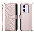 Crossbody Leather Wallet flip case for Xiaomi Poco M7 Pro 5G, pink