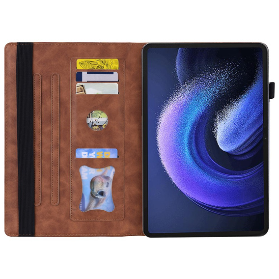 Case for Xiaomi Pad 6, Classic, with space for stylus, brown