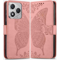 Flip case for Honor 400 Lite, Butterfly, pink rose gold