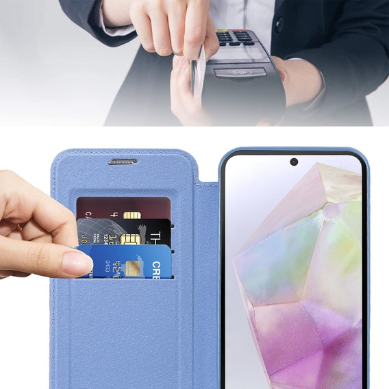 Flip case for Samsung Galaxy A26, RFID Wallet MagSafe CamShield, blue