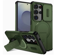 Armoured case with stand and camera cover for Samsung Galaxy A37 5G, green