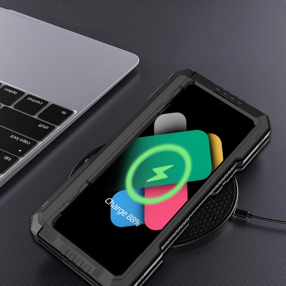 Armored case for Samsung Galaxy Z Fold6 5G, aluminum, with stand and stylus slot, black