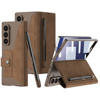 Wallet case with flap brown for Samsung Galaxy Z Fold 7 5G