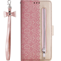 Flip case for Samsung Galaxy A54 5G, Wallet Pocket Zipper Lace, pink