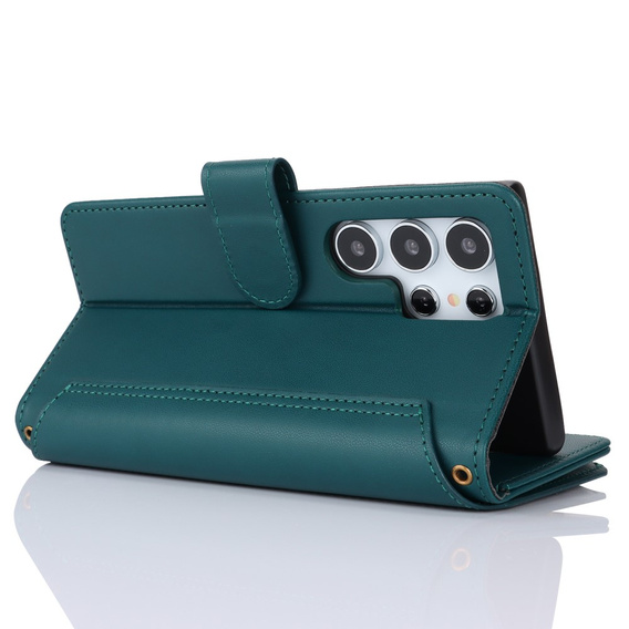 Flip case for Samsung Galaxy S24 Ultra, Wallet Zipper Pocket RFID, with shoulder strap, black
