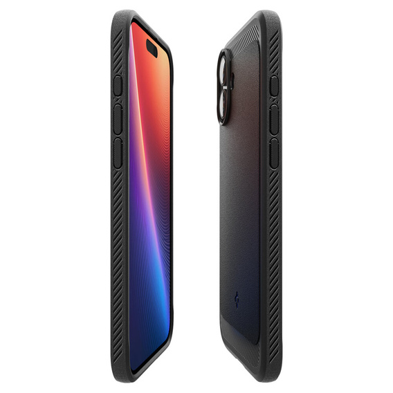 Spigen case for iPhone 16 Plus, Rugged Armor MagSafe, black + Tempered Glass 9H