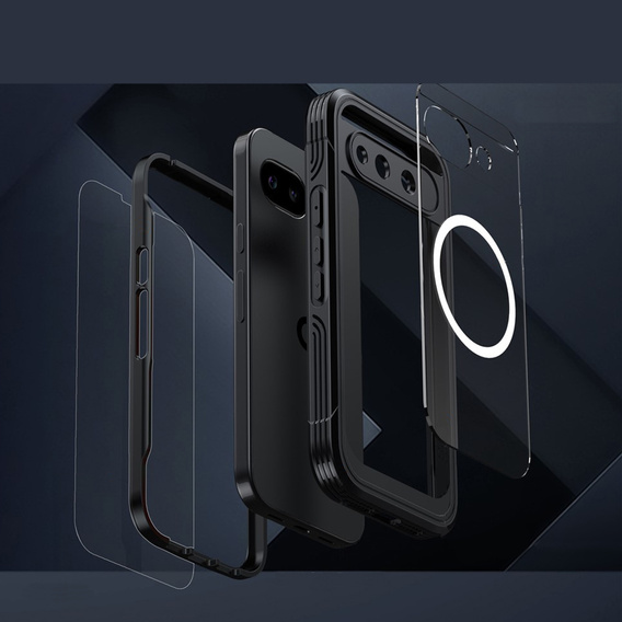 Shockproof case with glass, for MagSafe for Google Pixel 10a, black