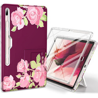 Case for Samsung Galaxy Tab S7 FE, Suritch Full Body Marble, maroon