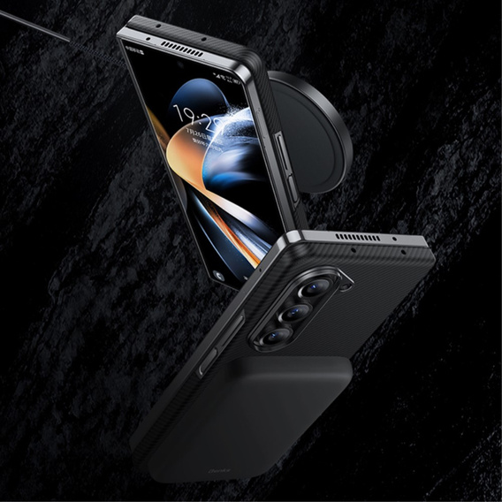 BENKS Kevlar Case for Samsung Galaxy Z Fold5 5G, for MagSafe, Carbon Fiber, black