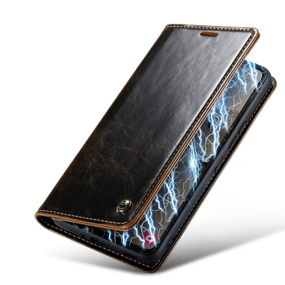 CASEME flip case for Samsung Galaxy A53 5G, Waxy Textublack / brown, black / brown