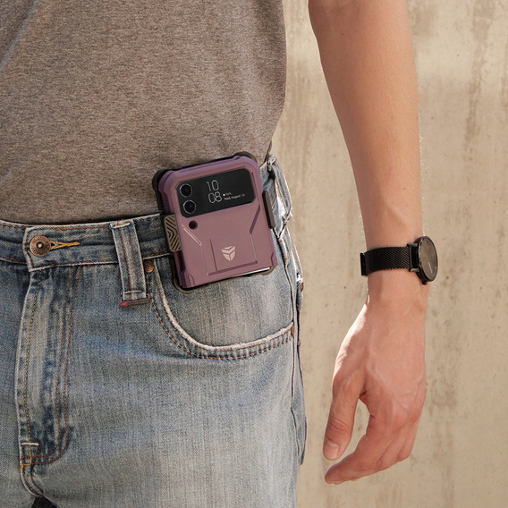 Armored Case for Samsung Galaxy Z Flip 4 5G, Dexnor Clip Holder, purple