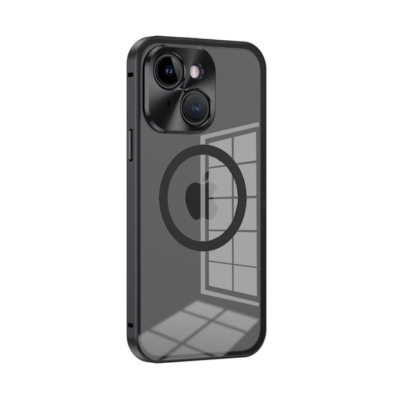 Magnetic Dual Glass MagSafe case for iPhone 15, black