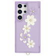 Case for Samsung Galaxy S24 Ultra, Leather Flower Card Slot, purple