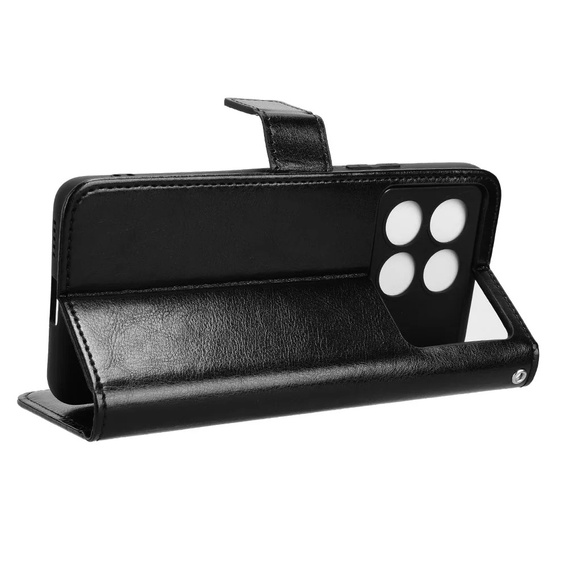 Flip case for Xiaomi Poco F6 Pro, Crazy Horse Wallet, black