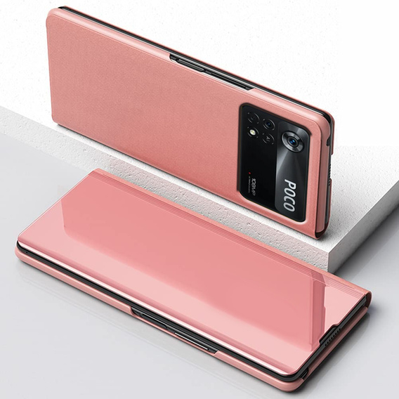 Case for Xiaomi Poco X4 Pro 5G, Clear View, pink rose gold