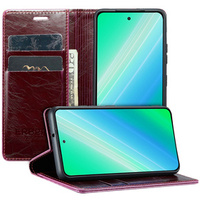 Flip case for Samsung Galaxy S23 Ultra, ERBORD Waxy Wallet, red