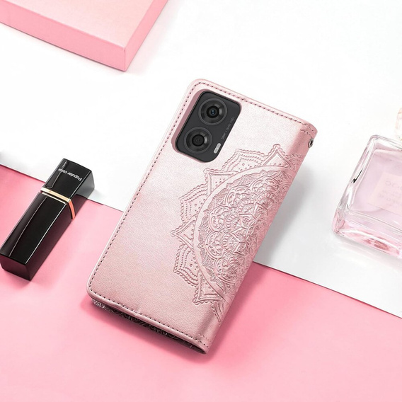 Flip case for Motorola Moto E14, Mandala, pink