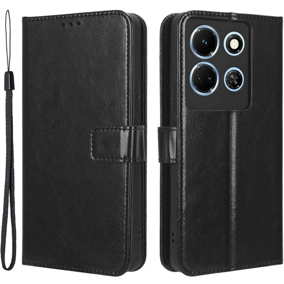Flip case for Infinix Note 30, Crazy Horse Wallet, black