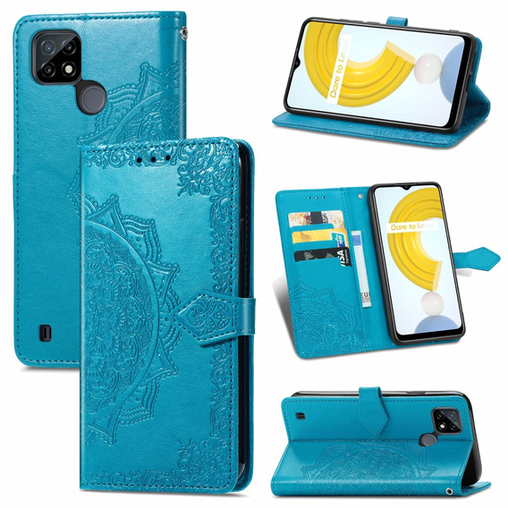 Flip case for Realme C21, Mandala, blue