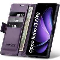 Case for Oppo Reno 13F / Oppo Reno 13FS, ERBORD Glossy Litchi, wallet with flap, purple