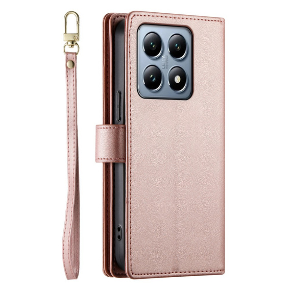 Flip case for Xiaomi 14T Pro, Wallet Zipper Pocket, pink