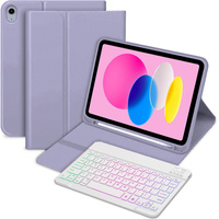 Case with illuminated bluetooth keyboard for iPad 10.9 2022 (10 gen.), purple