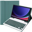Case + keyboard Samsung Galaxy Tab S9, Leather Pen Slot, dark green