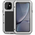 Love Mei Case for iPhone 11, armored with glass, silver
