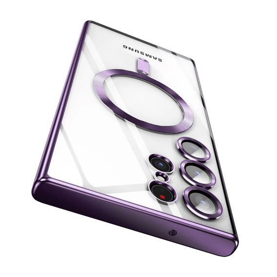 Case for Samsung Galaxy S24 Ultra, Electro MagSafe, purple + Full Glue Ceramic Glass