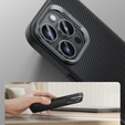 BENKS Kevlar Case for iPhone 16 Pro Max, for MagSafe, Carbon Fiber, black
