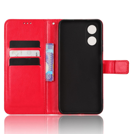 Flip case for Oppo A17, Crazy Horse Wallet, red