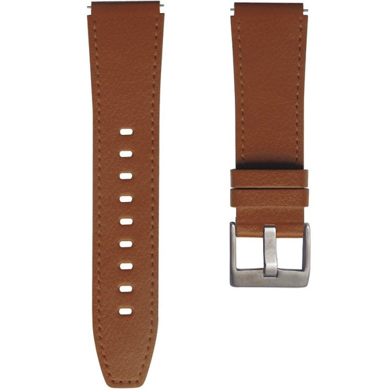 22mm Genuine Leather Coated Silicone Watch Band - Brown
