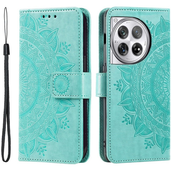 Flip case for OnePlus 12 5G, Mandala, green