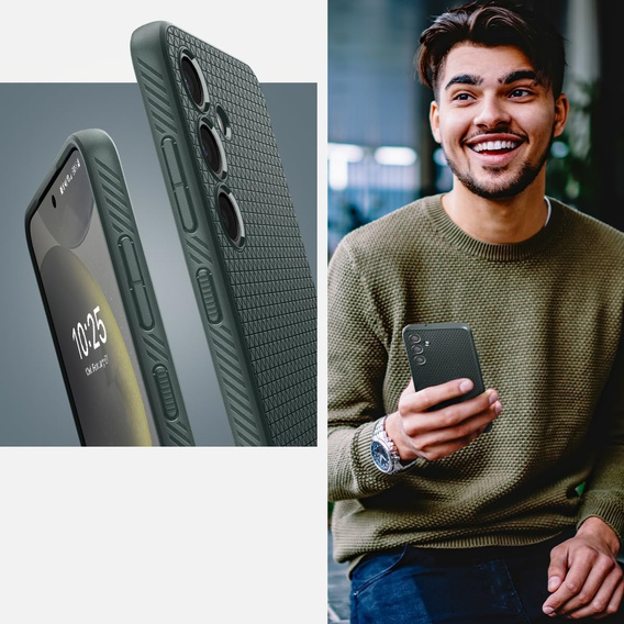 Spigen case for Samsung Galaxy S24, Liquid Air, green + 9H Tempered Glass
