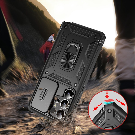 Case for Samsung Galaxy S25 Ultra, KickStand Camera Lens, black