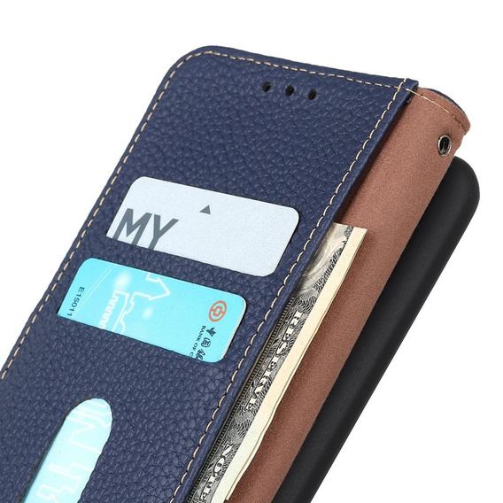 KHAZNEH RFID case for OnePlus 12R, Litchi Texture, blue