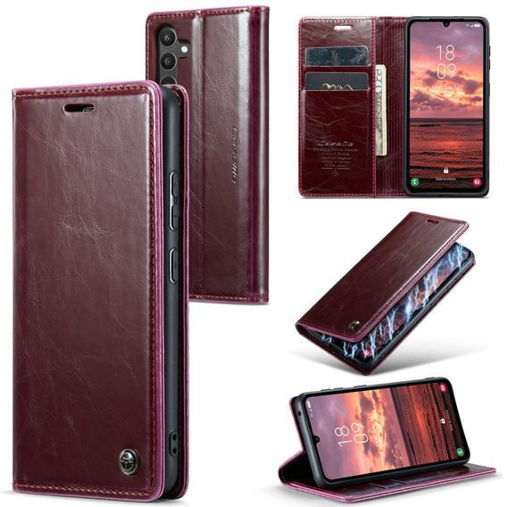 CASEME flip case for Samsung Galaxy A34 5G, Waxy Textured, red