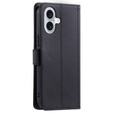 Flip case for iPhone 16 Plus, Rhombus Crossbody Leather, black