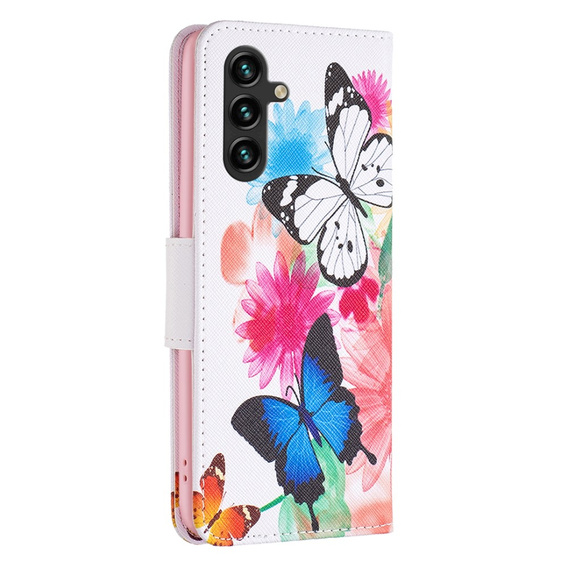Flip case for Samsung Galaxy A35 5G, Wallet, Butterflies white