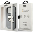 Karl Lagerfeld Case for iPhone 14 Pro Max, Saffiano Karl's Head Patch, silver