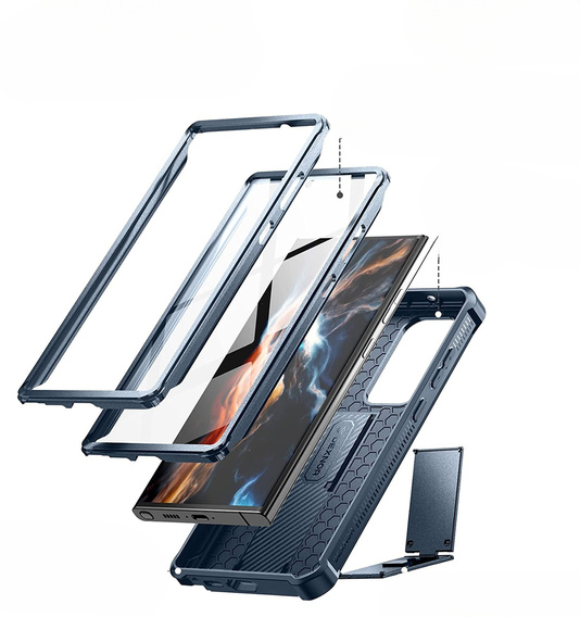 Armored case for Samsung Galaxy S23 Ultra, Dexnor Full Body (Two Frames), dark blue