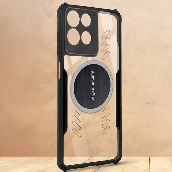 Case for Motorola Moto G15 / Motorola Moto G15 Power, with magnetic sheet, transparent / black