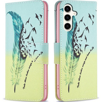 Flip case for Samsung Galaxy S23 FE, Wallet, Feather blue / yellow