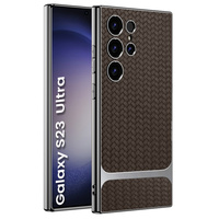 Case for Samsung Galaxy S23 Ultra, GKK Woven Leather, coffee
